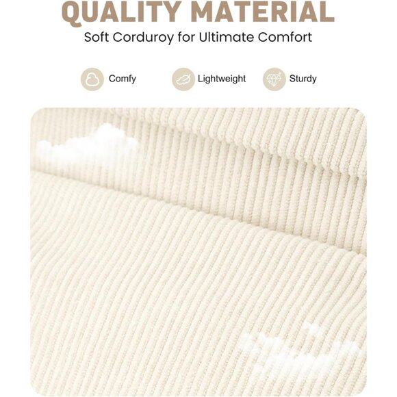 Cute Beige Corduroy Backpack for Girls - 15.6 Inch, Lightweight & Functional - Picture 6 of 6